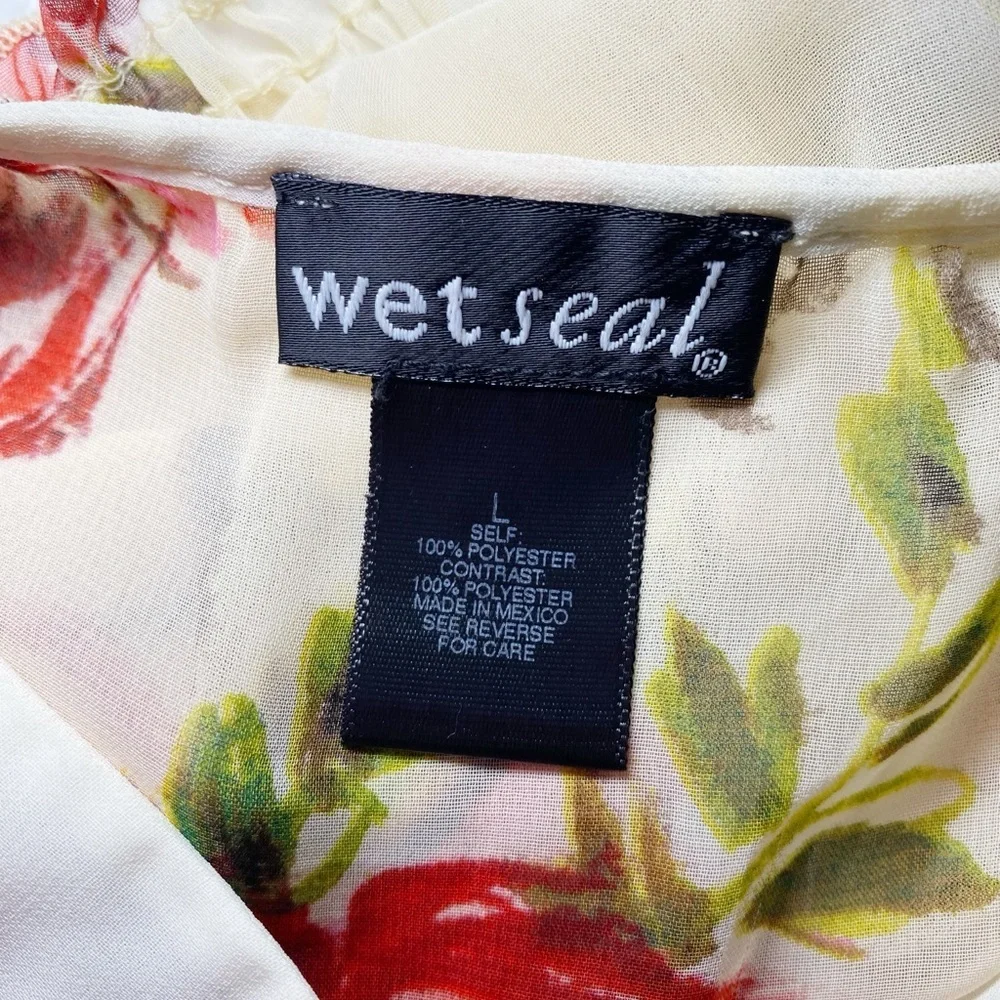 Wet Seal Pink and Cream Floral Semi Sheer Blouse - Picture 8 of 14